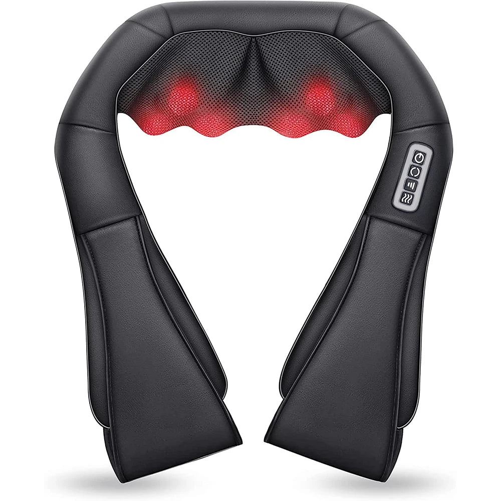 Shiatsu Heated Neck and Shoulder Massager - U-Shaped Deep Kneading Electric Massage Pillow for Neck, Waist, and Leg Relief
