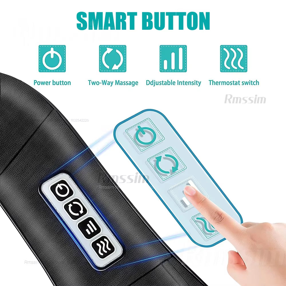 Shiatsu Heated Neck and Shoulder Massager - U-Shaped Deep Kneading Electric Massage Pillow for Neck, Waist, and Leg Relief