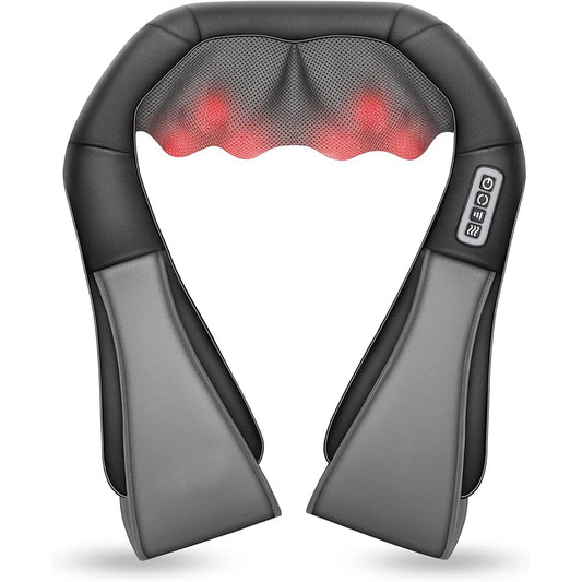 Shiatsu Heated Neck and Shoulder Massager - U-Shaped Deep Kneading Electric Massage Pillow for Neck, Waist, and Leg Relief