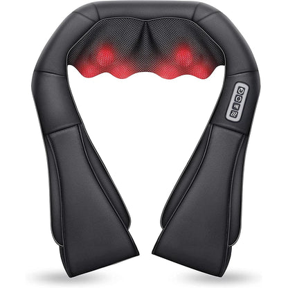 Shiatsu Heated Neck and Shoulder Massager - U-Shaped Deep Kneading Electric Massage Pillow for Neck, Waist, and Leg Relief