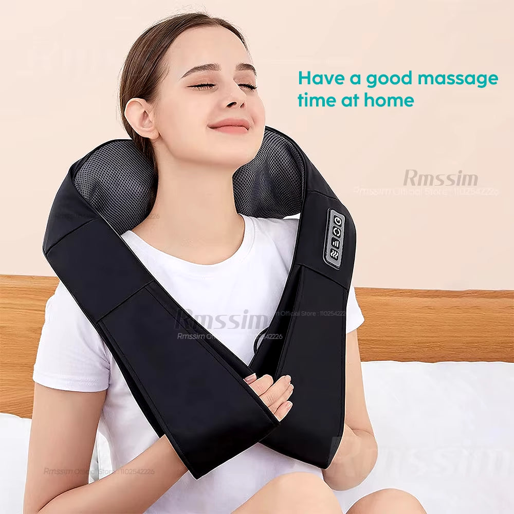Shiatsu Heated Neck and Shoulder Massager - U-Shaped Deep Kneading Electric Massage Pillow for Neck, Waist, and Leg Relief