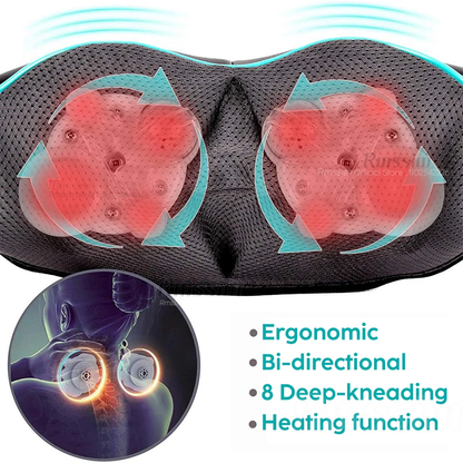 Shiatsu Heated Neck and Shoulder Massager - U-Shaped Deep Kneading Electric Massage Pillow for Neck, Waist, and Leg Relief